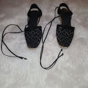 Stuart Weitzman Size 7 Espadrille Lace Up Flats
